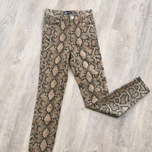 Zara snakeskin print high rise jeans